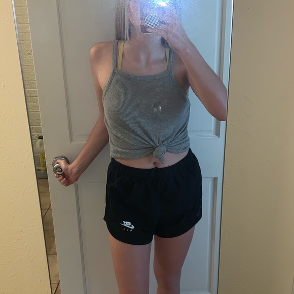 Grey Ribbed Spaghetti Strap - Picture 2 of 3